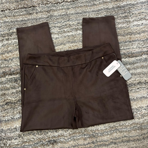 Allison Daley Faux Suede Skinny Jeggings Sz Large NWT | Brown Pull-On Jeggings- - Picture 5 of 14